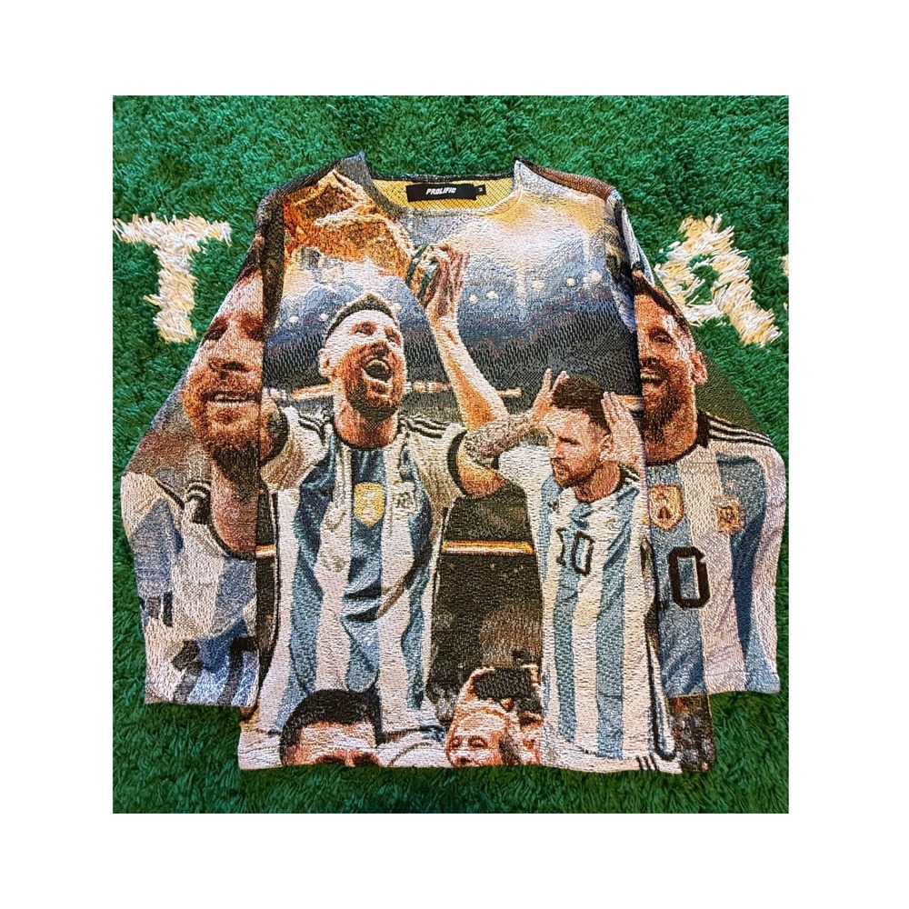 Prolific‎ Messi World Cup Tapestry Sweater Mens Medium Multi Excellent Woven Top